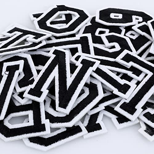 36 Stück Buchstaben Zahlen zum Aufbügeln Set A-Z Buchstaben Patches und 0-9 Numerisch Bügelbild Bestickte Flicken für die Selbst Gestalten Reparatur von Kleiderlöchern