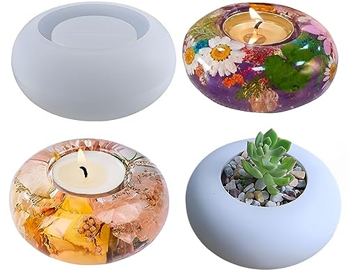 HyzaPhix Kerzenhalter Silikonform Epoxidharz Resin Formen Oval Blumentopf Form Gießform für DIY Teelichthalter Schmuck Aufbewahrungsbox Pralinenschachtel (A)