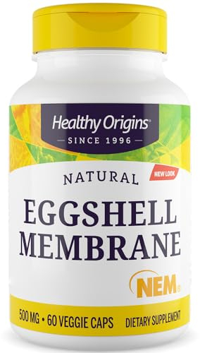 Healthy Origins, Natural Eggshell Membrane (Membrane de Coquille d'œuf), 500mg, 60 Capsules, Sans Gluten, Sans Soja, Sans OGM