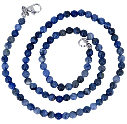 Taddart Minerals – Blaue Halskette aus dem natürlichen Edelstein Sodalith mit 4 mm Kugeln und 45cm Länge – handgefertigt