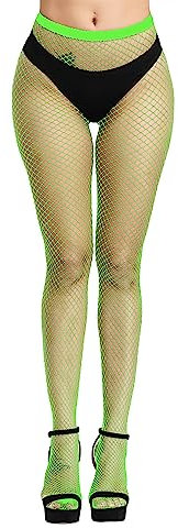 Simply Joshimo Medias de red de colores para mujer, pequeñas, medianas, grandes y ballenas, coloridas, Verde neón - Med, Altoa única