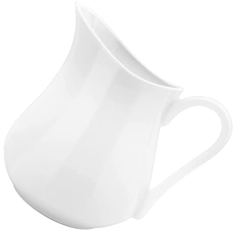 Pichet à en Porcelaine Poignée Petit Pichet Classique en Porcelaine Blanche Fine Pichet à Mousse en Céramique Petit Pichet à Main pour Café Et Thé (450 Ml)