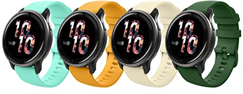 MoKo 4 Stück Armband Kompatibel mit Garmin Vivoactive 4S/Venu 3S/Venu 2S/Forerunner 265S/255S/255S Music/Vivomove 3S, 18mm Weiches Silikon Ersatzarmband Uhrenarmband Sportarmband, Mehrfarbig B
