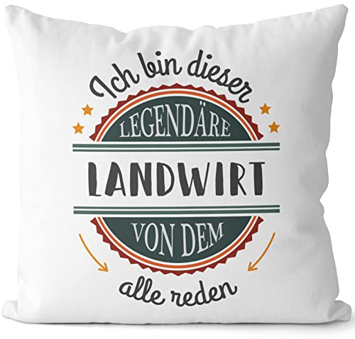 JUNIWORDS Kissen, Ich Bin Dieser legendäre Landwirt von dem alle reden, Weiß-Dunkelrot, 2-farbig (1007664)