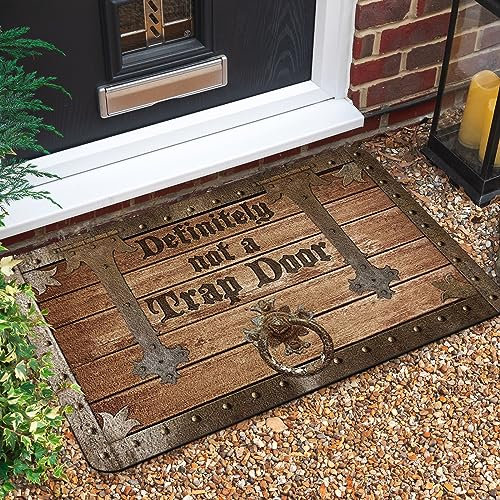 BVEPSQ Definitely Not A Trap Door - Indoor and Outdoor Vintage Novelty Decorative Door mat Warm House Gift for Welcome Mat Friend Funny Birthday Gift (30 x 17.7,Brown)