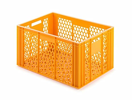PROREGAL CHEFGASTRO Eurobehälter Bäcker- & Konditorenkasten | HxBxT 34,9x40x60 | 70 Liter | Gelb-Orange | Brötchenkiste, stapelbare Bäckerkiste