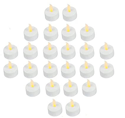 VIROSA Realistic and Bright Battery Operated Flickering Flameless Tea Light Led Candles, Batteries Included - Yellow (Pack of 24)