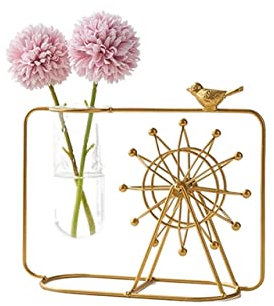 Vaso Linea del ferro nordico vasi vaso di vetro vaso di vetro idroponico metallo trasparente vaso casa decorazione della casa cornice dorata fiore stand giarreri vasi vasi Vaso decorativo ( Color : Mi