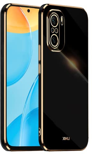 HONLEN Case for POCO F3 / POCO F3 5G / Xiaomi MI 11i (6.67 Inches), Soft Silicone TPU Case, Electroplating Frame Design - Black