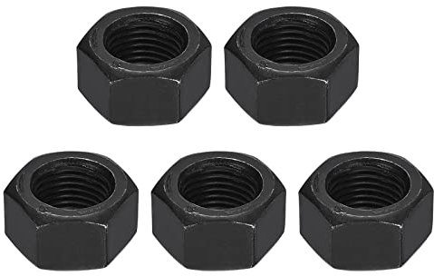 sourcing map Tuercas hexagonales de 1/2-20, tuerca hexagonal de óxido negro de grado 8.8 de acero al carbono para tornillo de tornillo, paquete de 5 unidades