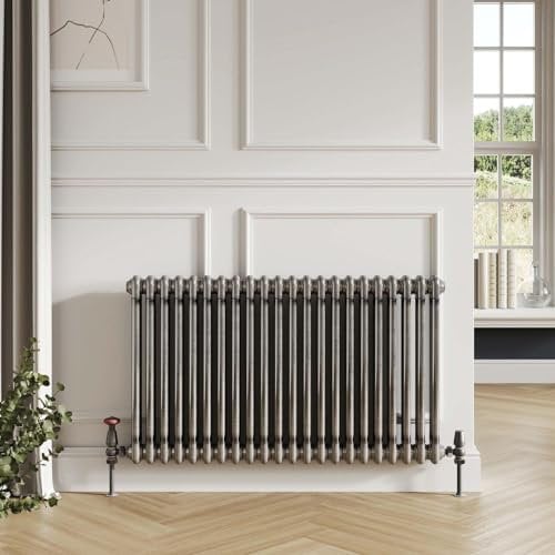 Greened House 2 Column Raw Metal Horizontal Column Radiator Traditional Classic Style 600mm High 812mm Wide