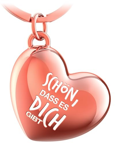 FABACH Liebe Schlüsselanhänger Herz mit Gravur - Herz Glücksbringer Schlüsselanhänger Freundin - Geschenk Liebe Glücksbringer Freundschaft - Beste Freundin Geschenk - Schön, dass es dich gibt