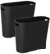 AYSUM 2Pack 12L Slim Waste Basket Plastic Trash Can Small Plastic Bin Slim Garbage Container Bin with Handle for Home Kitchen Bathroom Bedroom Office, Black (2x Black)