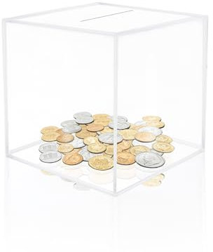 Clear Money box for Adults,Acrylic Money Box Square Piggy Bank Break to Open Piggy Bank Money Saving Box Smash Money Box