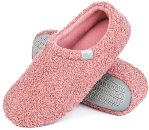 Coswind Hausschuhe Damen Winter Wärme Pantoffeln with Memory Foam Voll Plüsch Bequeme Antirutsch Baumwolleschuhe Rosa 38-39