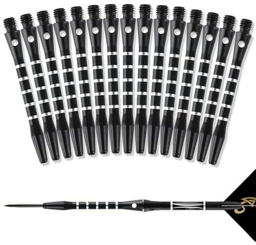Ezydka Darts Schäfte 15 Stück Aluminium Darts Shafts, Dart Schäfte Gewinde mit O-Ring Schwarz Dartschäfte, Dartpfeil-Schäfte für Soft Oder Steel Darts, Dartschaft 2BA Universalgewinde