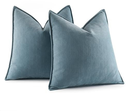 MIULEE 2er Kissenbezug 45x45 Blaugrau Chenille Kissenbezüge Kissenhülle Sofakissen dekokissen zierkissen Elegantes Design für Couch Sofa Wohnzimmer