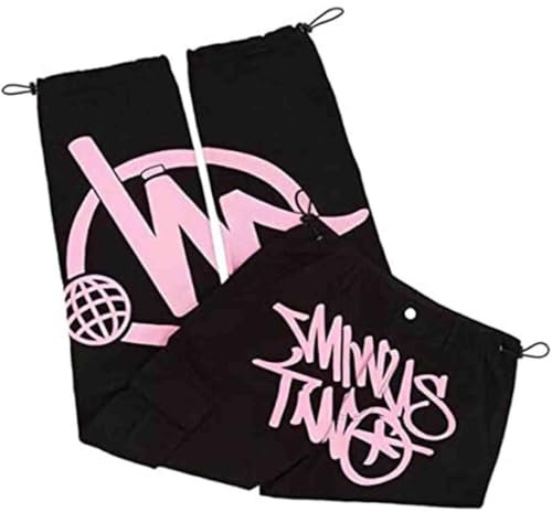 Y2K Pants, Y2K High Waist Straight Loose Cargos Jeans, Retro Cargo Joggers Street Pocket | Cargo Hosen Männer | 2024 Harajuku Hip Hop Print Loose Men Rock Straight Hose Mit Weitem Bein