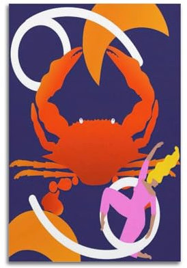 Kreatives Poster mit zwölf Sternbildern, Krebs-Poster, dekoratives Gemälde, Leinwand, Wandposter und Kunstdruck, moderne Familienschlafzimmer-Dekoration, Poster, 30 x 45 cm