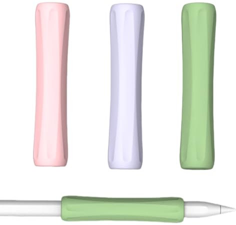 WeddHuis 3 Stück ipadPencil Griff Silikon Halter Ergonomisch Hülle Zubehör Grip Kompatibel mit ipad Pencil Pro, ipad Pencil2. (Rosa+Lila+Grün)