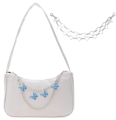 DKDDSSS Umhängetasche, Damenhandtaschen, Geldbörsen Unter Den Armen, Handtaschen, Retro Achsel Tasche, Damen Schmetterlingsketten-Umhängetaschen Unterarmtaschen