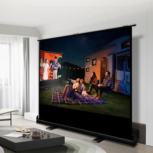 PBSIEBS 50 Inch Portable Outdoor Projector Screen Floor Standing Pull Up Projector Screen, Small Projection Screen, 16:9 4K Mobile Screen For Outside Camping Travel Home Theater(4:3,72inch)