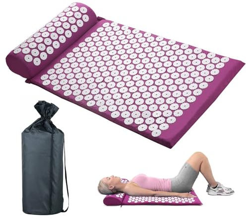 Esterilla Acupresion, Juego de cojines de acupresión,Alfombra de acupresión con cojín, Esterilla de acupresión para relajación y masaje en la espalda, la cervical, los piernas, los pies