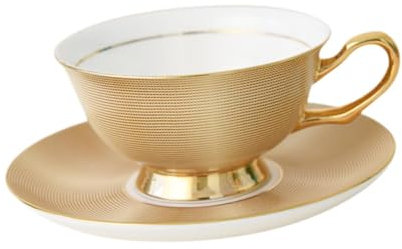 Sharplace Kaffeetasse aus mit Untertasse, Nachmittagstee-Tassen-Set, elegant mit Goldrand, Cappuccino-Tasse, Porzellan-Tee-Set für Geschenkküche, Gold