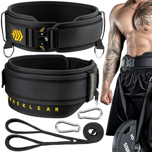 MANUEKLEAR 2 in 1 Dip Gürtel und Gewichtsgürtel mit 93 cm Langem Seil | Zweilagig Gewichtsgürtel für Zusatzgewicht , Gym Dip Belt Herren und Damen für Krafttraining Bodybuilding und Klimmzüge