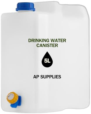 AP Supplies 5Liter Plastic Water Carrier Container with Tap, Portable Jerry Can - Ideal for camping, caravan, travel,picnics, outdoor,party easy access for drinking water