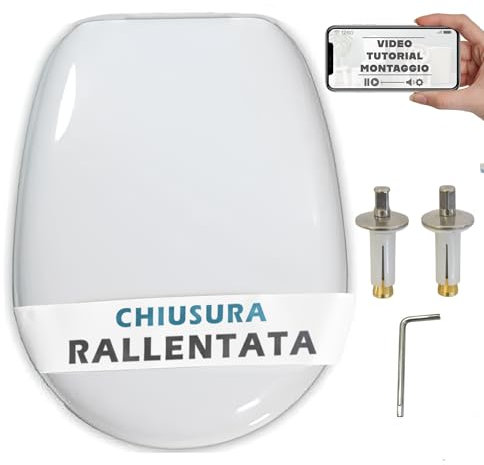 Copriwater per POZZI GINORI EASY / EASY02, Chiusura Rallentata, Soft Close, Termoindurente, Bianco, Ideal standard, Sedile WC, ALTA QUALITA' - Tavoletta WC MADE IN ITALY (Rallentata)