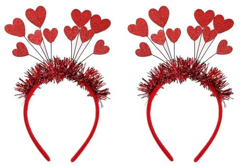 Ceeyoll 2 Artikel Herz Haarreif Rot,Valentinstag Amor Kostüm Damen Zubehör,Pailletten Haarrei Herzen,Herzchen Haarreif, für Valentinstag Hochzeit Geburtstag Festival Party Kostüm Zubehör.