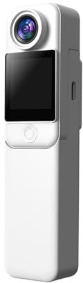 C300 Pocket Action Camera 4K/30FPS Long Battery 6-Axis GYRO Stabilization 5G WiFi Remote Webcam Sport DV Shooting Cam for Vlogging with External Microphone, Remote Cont(C300 White)