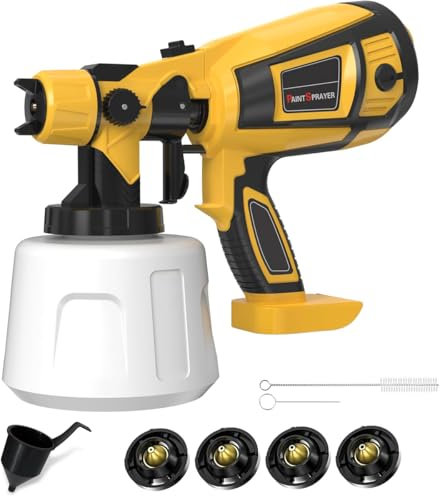 Cordless Paint Sprayer for DeWalt Battery,Electric Paint Spray Gun with 3 Spray Patterns & 4 Size Copper Nozzle, Upgraded Outdoor Furniture Sprayer System for Home Fence (No Battery)