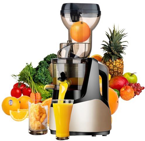 Exprimidor de masticación lenta de prensa fría para frutas y verduras enteras, canal de alimentación grande, fácil de limpiar, ideal para jugos saludables en casa