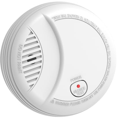 Hapippofa Smoke Alarms for Home,10 Year Sensor Life Fire Alarms with Test/Silent Button, Replaceable 9V Battery Powered Smoke Detector,Conforms to EN 14604 Standard,Standalone,1 PCS
