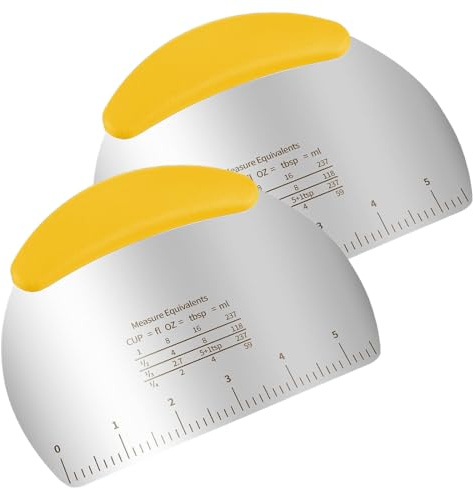 RVYEIOP 2 Pezzi in Acciaio Inossidabile spatola Cucina, con Scala Graduata Raschietto per Impasto, spatola per Impasto, Raschietto, Adatti per Torte, Pizza, Utensili da Forno (16 * 11,4 cm).