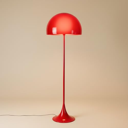B·LED BARCELONA LED Stehlampe Design PALM mit 3 x E27 für Wohnzimmer, Schlafzimmer und Leseecke, Modern nordisch, geschwungene Linien, anpassbares Licht, stabile Basis, Rote