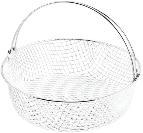 Opatiny Stainless Steel Air Fryer Basket with Handle, 21 cm, 304 Stainless Steel Mesh Basket Even Cooking, Dishwasher, Air Fryers and Ovens