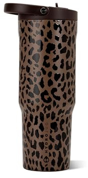 HydroJug Sport 32 oz Insulated Stainless Steel Water Bottle, Brown Leopard