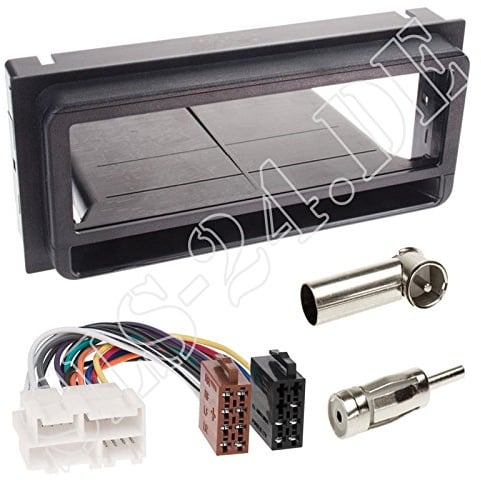 Autoradio 1-DIN Blende Radioblende + Fach schwarz + ISO Radioadapter Adapter + Antennenadapter für GM Pontiac Trans Sport Touch 1990-1999 Chevrolet Astro 1985-2005 Chevrolet Avalanche 2000-2002