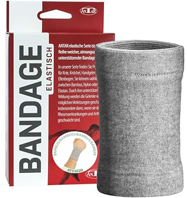 Antar Bandage Handgelenk, Handgelenkbandage aus Viskose aus Bambus Handgelenkstütze, Handgelenkschiene, antibakteriell, Größe M (16-18 cm), grau