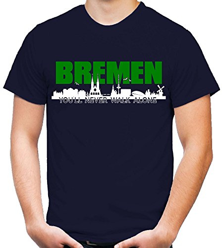 Bremen Skyline Männer und Herren T-Shirt | Fussball Ultras Geschenk (L, Navy)