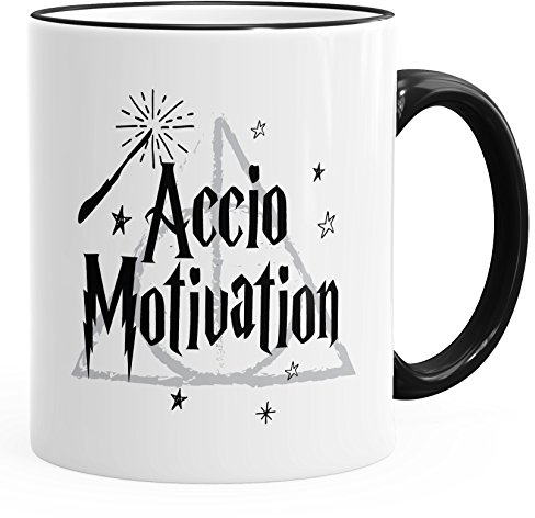 MoonWorks Kaffee-Tasse Spruch Accio Motivation Teetasse Keramiktasse schwarz Unisize