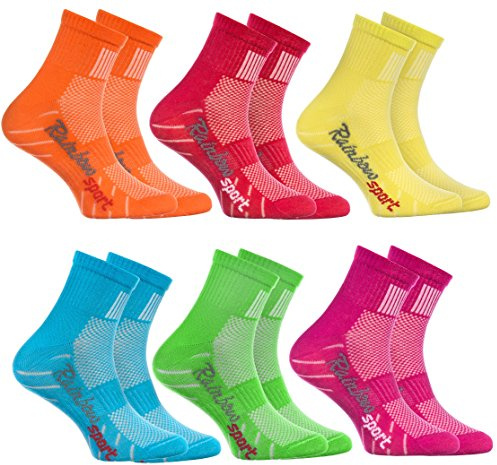 Rainbow Socks - Ragazza Ragazzo Colorate Calzini Sportivi di Cotone