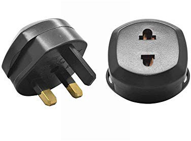 (Pack of 2) Power Adapter Socket Converter EU to UK - Europe 2-Pin to 3-Pin UK - 13A/5A- Fuse - Travel Plug Socket Power Accessories (13A-Fuse)