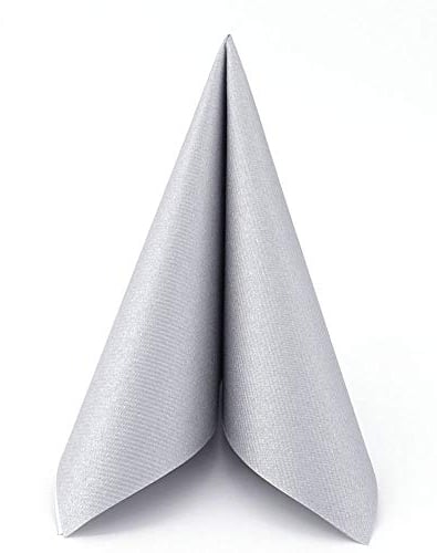 APARTina 50 Stück Servietten stoffähnlich Airlaid - UNI, Farbe: silber, Silberhochzeit, Hochzeitsservietten, stoffähnliche silberne Serviette, Hochzeit Taufe Kommunion (Silber, 33 x 33 cm)