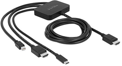 DeLOCK Multiport 85830 - Cable adaptador 3 en 1 con USB C, Mini DisplayPort y HDMI a HDMI 4K (1,8 m)