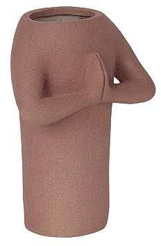DOIY - Moderne dekorative Vase - Design in Form Einer Yoga-Position - Hergestellt aus Keramik - Blumenvase - Dekorativer Blumenhalter - Braun - 15,5x10x20,5 cm
