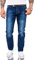 Rock Creek Herren Jeans Hose Comfort Fit Jeans Herrenjeans Herrenhose Denim Stonewashed Basic Weites Bein Raw RC-3120 Blau W40 L36